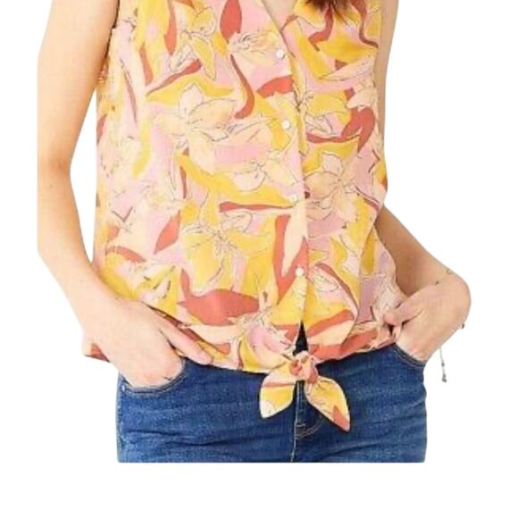 Nine West Pants - Nine West floral sleeveless front tie blouse size XXL